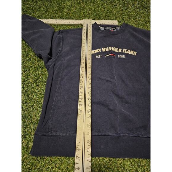 Vtg 90s Tommy Hilfiger Tommy Jeans Embroidered Crewneck Sweatshirt Size L Navy - Picture 5 of 6